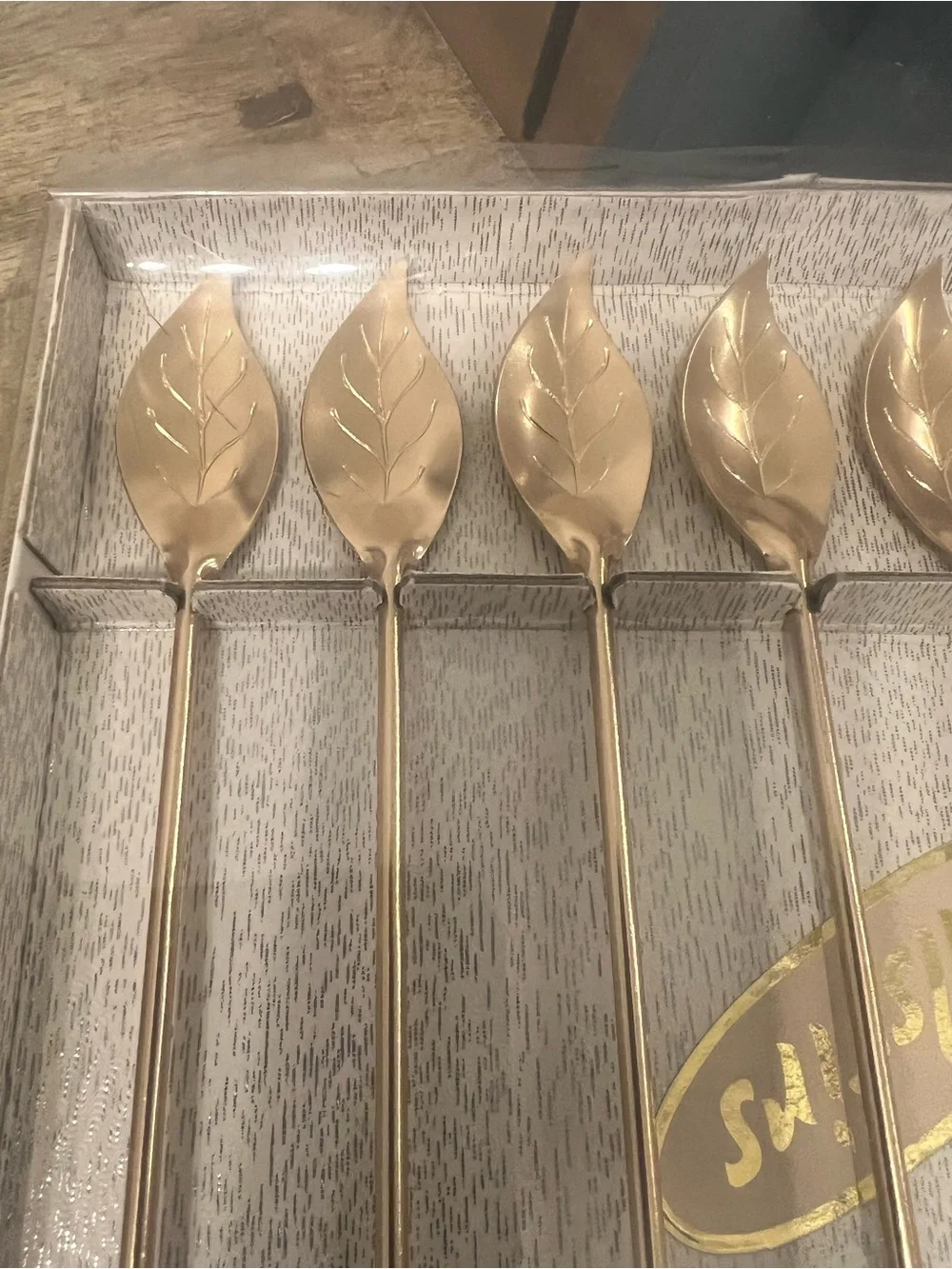 Vintage Mid Century Modern Aluminum Tallstirs Drink Gold Leaf Stirrers Set 8PC